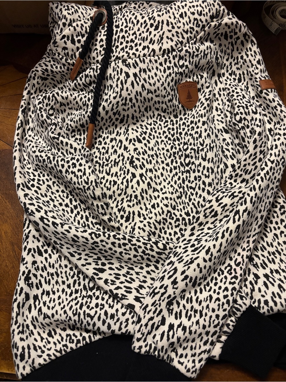 Wanakome Black and Cream Leopard Print Jacket